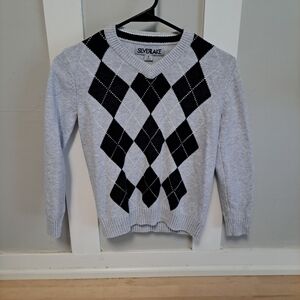 Silverlake Youth Argyle Sweater Gray/Black Size Small